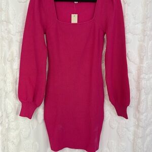 Francesca's Collections Hot Pink Knit Sweater Dress Blue Rain size Small